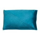 Bársony díszpárna, ráhajtásokkal, 30x50 cm, olajkék - CHAMPS