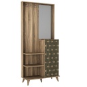 Előszobaszekrény, cipőtárolóval és tükörrel, tölgy-khaki - GARBO