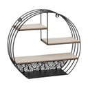 Kerek fali dekorpolc, levél mintázattal, fekete - DEMILUNE