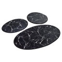 Márvány mintás fürdőszobaszőnyeg szett, 3 db, fekete - MARBRE