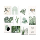 Levélmintás falikép szett, 12 db, 20x15 cm, fehér-zöld - FEUILLANTINE