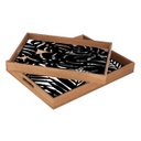 Trópusi levélmintás tálca szett, 2 db, fekete - MONSTERA