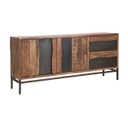 Kétajtós tömörfa komód, fiókkal, akácfa-fekete - SOLIDE