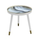 Kerek márvány mintás asztalka, fehér - CHIC