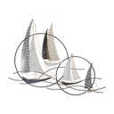 Hajókat ábrázoló fém fali dekoráció, ezüst-barna - BALATON