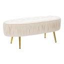 Ovális bársonyszövet pad, arany lábakkal, törtfehér - BLISS