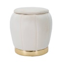 Tárolós bársonyszövet puff, arany talppal, törtfehér - OTTOMAN