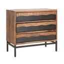 Tömörfa komód, 3 fiókkal, akácfa-fekete - SOLIDE