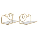 Üveg polc szett, fém díszítéssel, 2 db, arany - MIAL