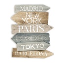 Irányjelző tábla fali dekoráció, városok, világoskék-fa - VERS QUOI?