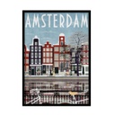 Keretezett falikép, Amsterdam, 50x70 cm, kék-piros - AMSTERDAM