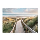 Üveg falikép, naplemente a parton, 70x100 cm, világoskék-zöld - PONTON