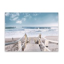 Üveg falikép, floridai tengerpart, 70x100 cm, világoskék-krémszínű - FLORIDA