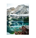 Üveg falikép, tiroli tó és hegyek, 50x70 cm, kék-fehér - TIROL