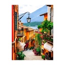 Vászon falikép, Comói-tó, 60x80 cm, narancssárga-zöld - COMO