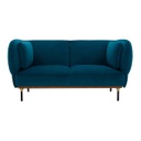 2 személyes kerekded bársonyszövet kanapé, olajkék - PUFFY