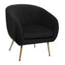 Bordázott bársonyszövet fotel, arany lábakkal, fekete - OLYMPE