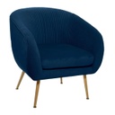 Bordázott bársonyszövet fotel, arany lábakkal, sötétkék - OLYMPE