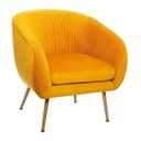 Bordázott bársonyszövet fotel, arany lábakkal, napsárga - OLYMPE