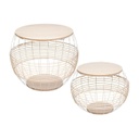 Gömb formájú dohányzóasztal szett, rattan díszítéssel, 2 db,  - VINCENNE