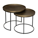 Kerek fém dohányzóasztal szett, 2 db, arany - NEUILLY