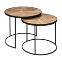 Kerek mangófa dohányzóasztal szett, 2 db, mangófa - NEUILLY