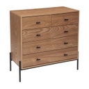 Komód, 2 keskeny és 3 széles fiókkal, natúr fa - LOBBY