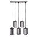 Lámpás búrás fém csillár, 5 égős, fekete - UPDO