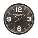 Rusztikus stílusú falióra, sötétbarna fa - HOTEL