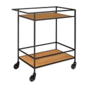 Acél vázas zsúrkocsi, 2 szintes, fekete-tölgy - BITUME