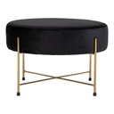 Bársonyszövet kerek ottomán, fém vázzal, fekete - JUPITER