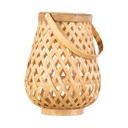 Fonott bambusz mécsestartó lámpás, natúr - LANTERNE