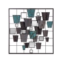 Absztrakt fali dekoráció, négyzet alakú keretben, sötétszürke-olajkék - CARREAUX