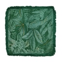 Esőerdő mintás rojtos párnahuzat, arany hímzéssel, 40x40 cm, sötétzöld - MALDIVES