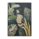 Keretezett falikép, monstera levelek, 60x90 cm, zöld-fekete - NUIT CALINE