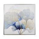 Keretezett falikép, ginko bileba levelek, 62x62 cm, kék-arany - REVE BLEU