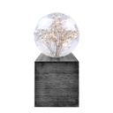 LED-es üveg asztali lámpa, fa talppal, fekete - PIEGE DE VERRE