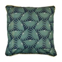 Legyező levélmintás párna, 40x40 cm, fekete-zöld - NUIT DE CHINE