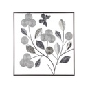 Virágos fali dekoráció, négyzet alakú keretben, ezüst - TREFLES