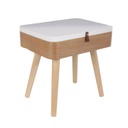 Éjjeliszekrény, felnyitható tárolórésszel, fehér-natúr fa - WOOD