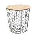 Kerek tárolós asztalka, fém halszálka vázzal, fekete - BINGO