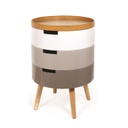 Modern kerek tárolós asztalka, 3 részes, szürke - TRIOWOOD