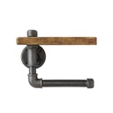 Indusztriális stílusú polc, WC-papír tartóval, natúr fa - PLOMBIER