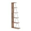 Könyvespolc, fém díszítéssel, diófa - SIROCCO