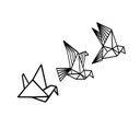 Madár alakú fa fali dekoráció szett, 3 db, fekete - COCOTTES