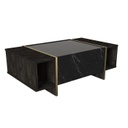 Márvány mintás dohányzóasztal, tárolóhellyel, fekete-arany - CARRARE