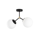 Modern kétágú mennyezeti lámpa, üveg búrával, fekete - SATELITES