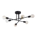 Modern fém mennyezeti lámpa, 6 égős, fekete - SPOUTNIK