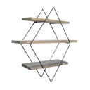 Rombusz alakú falipolc, 3 polccal, fa-fekete - SIROCCO