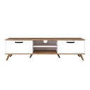 Skandináv stílusú TV állvány, tárolórésszel, fehér-fa - BLIZZARD